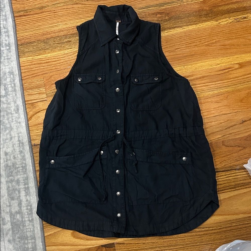 Free People Black Button-Up Vest